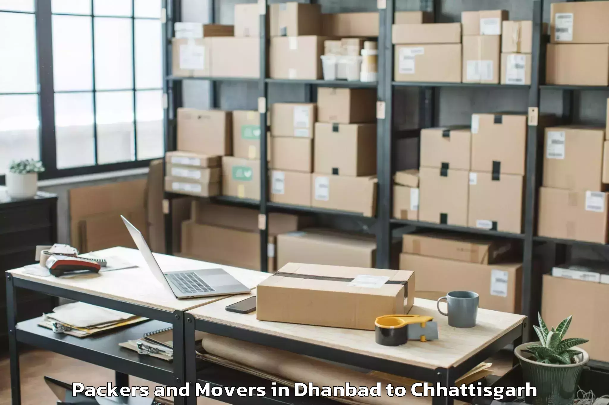 Trusted Dhanbad to Bhatapara Packers And Movers